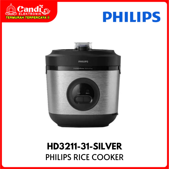 PHILIPS Rice Cooker Penanak Nasi Kapasitas 1,8 Liter Fresh Defense HD3211-31-SILVER