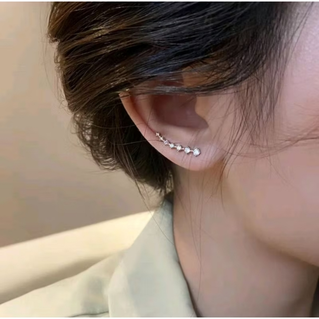 1PASANG Anting Garis Wanita Motif Comet Mutiara Gaya Korea Aksesoris Fashion Stud Earrings Women Anteng Elegan A348 - Gambar 4