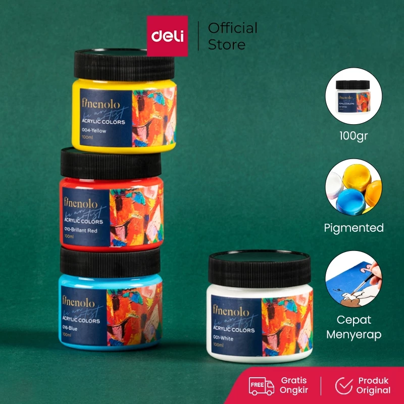 Deli Acrylic Paint / Cat Akrilik / Cat Lukis 100ml Warna Terang EC17
