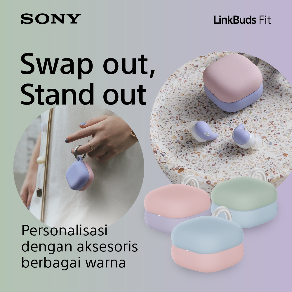 SONY LinkBuds Fit TWS Truly Wireless Noise Cancelling Earbuds with Bluetooth 5.3, Adaptive Sound, 24 Hours Battery, IPX4 - Gambar 4