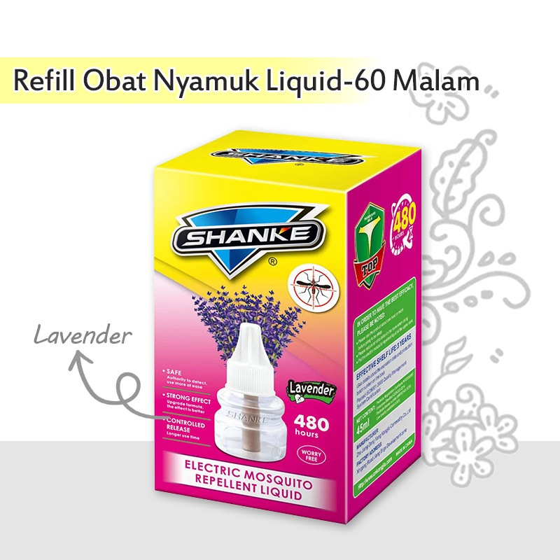 Refill Obat Nyamuk Elektrik Lavender 60 malam - 45mL - Buat Nyamuk Elektrik