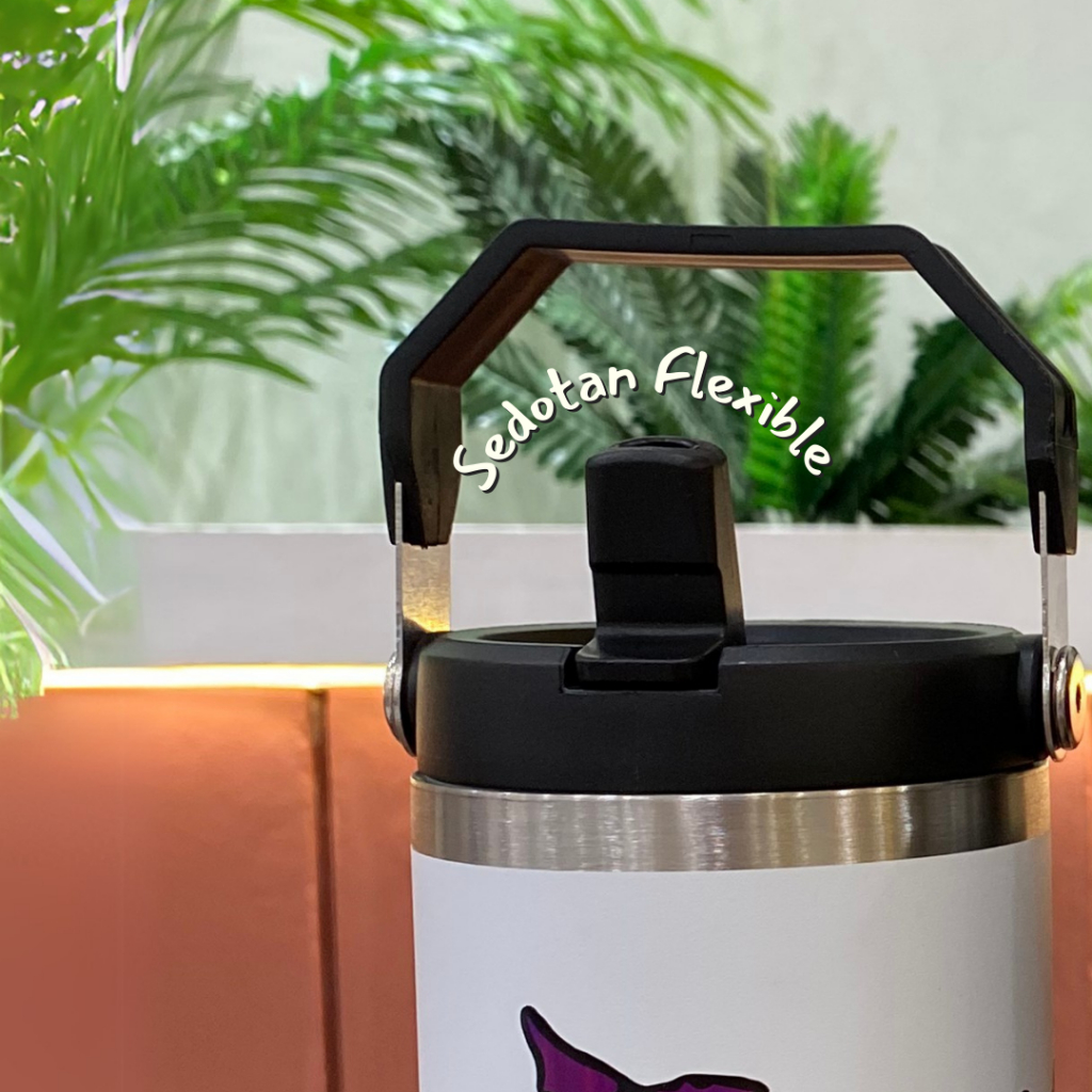 [WHITE] Tumbler Gangsta Handle Stainless Steel 900ML Vacuum Insulated 30 Oz Band Premium Quality foto 4