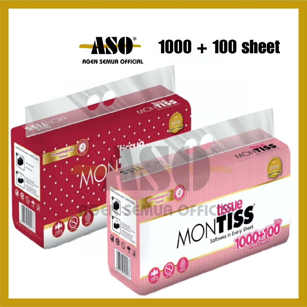 Tisu Tissue MONTISS KILOAN 1000 + 100 sheets 2ply montiss 1100 facial tisu wajah PROMO !!!