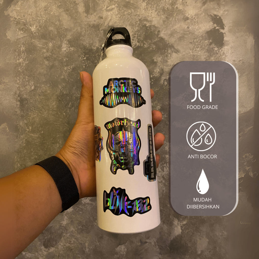 Botol CARABINER Stainless Steel Sports Water Bottle Tumbler Minum Olahraga 500ml & 750ml Stiker Band foto 4