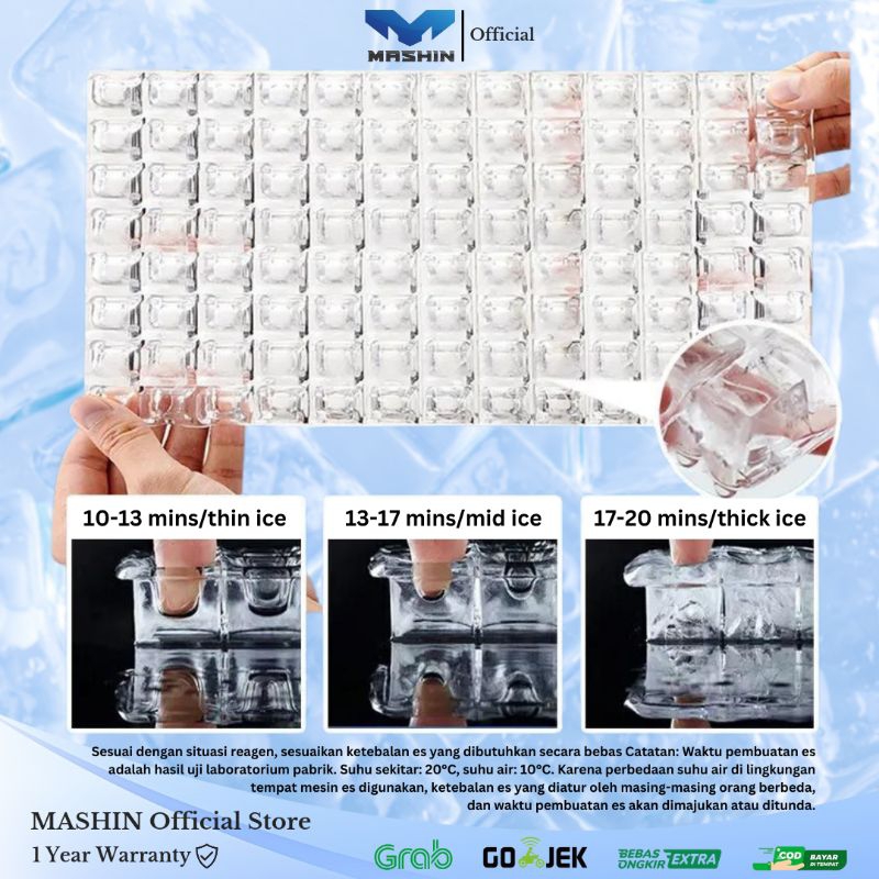 Mashin - Ice Maker Pembuat Es Batu Kapasitas Besar 80kg/Hari Cepat Jadi Es - Gambar 3