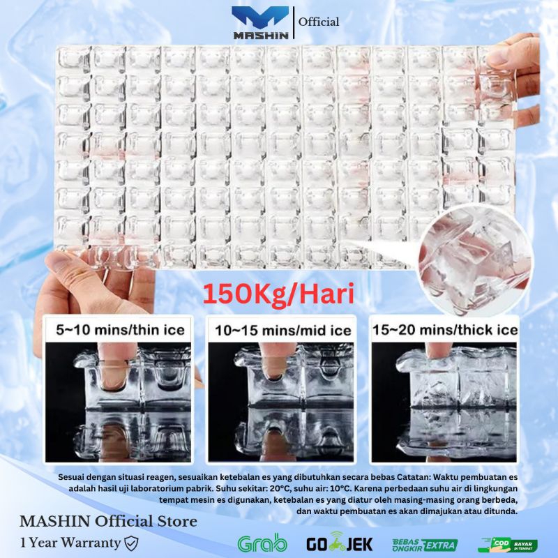 Mashin - Ice Maker Kapasitas 150kg/24jam Mesin Pembuat Es Batu Kristal Ice Cube Machine 40-150kg/day - Gambar 3