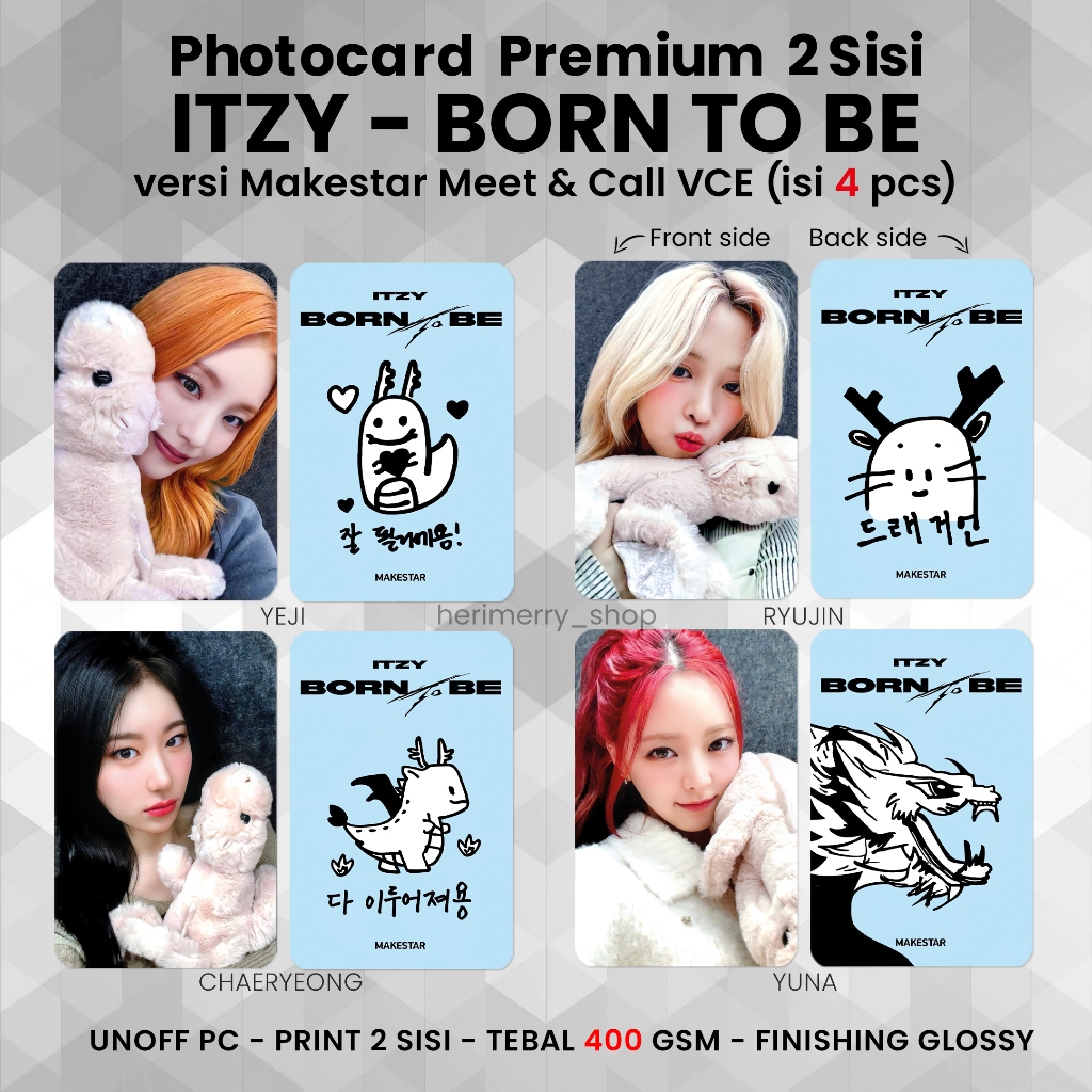4 PCS) ITZY BORN TO Photocard Be - Premium 2-Sided PC Photocard