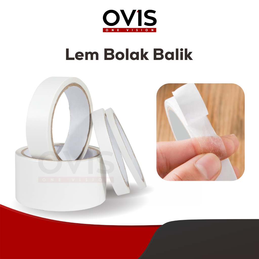 Double Tape Kertas Hotmelt Isolasi Lakban Isolasi Bolak Balik Ovis 6mm 12 mm 24 mm 48 mm 10 Yard - Gambar 2
