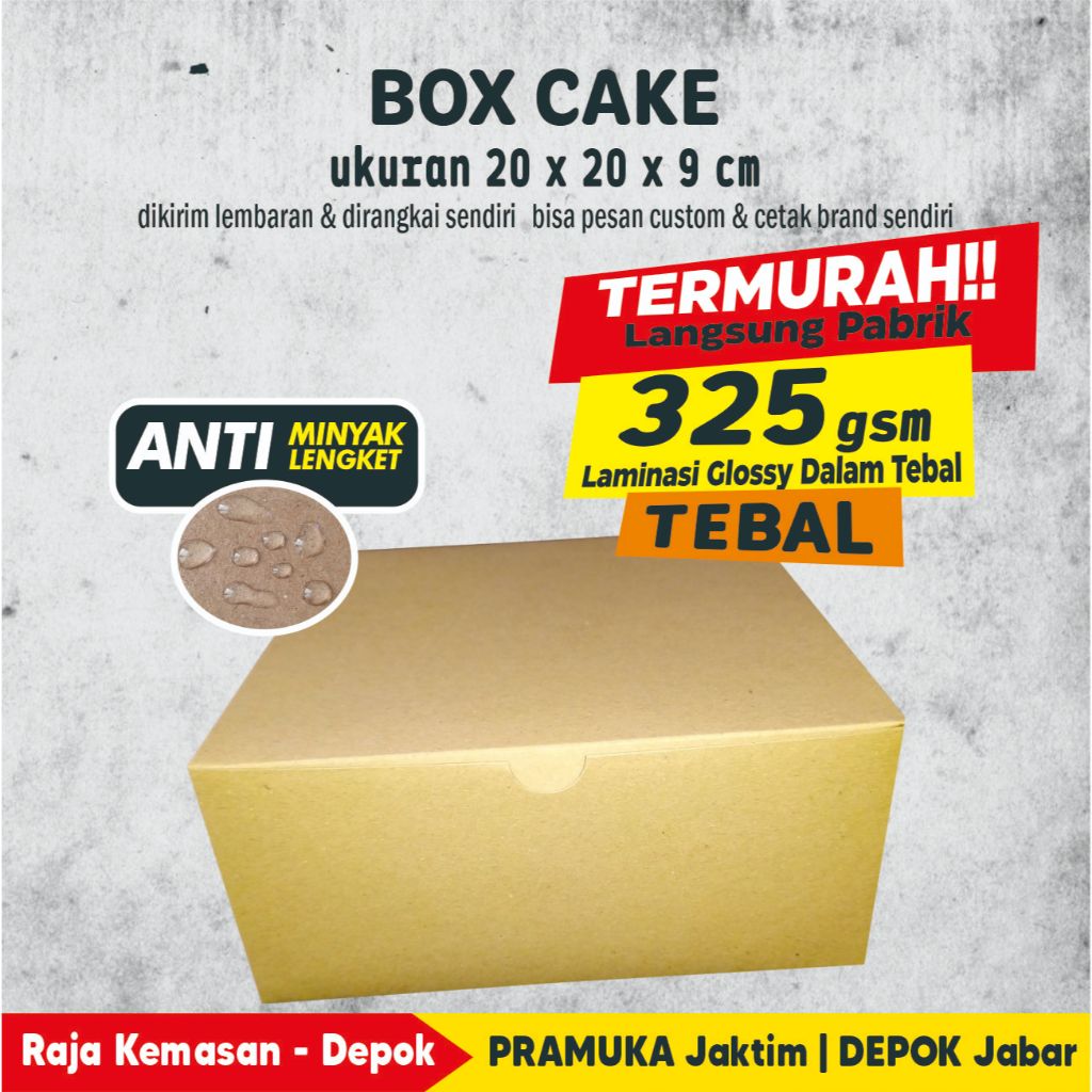 Cake Box 20x20x9 cm Laminated KraftPOLOS | Shopee Singapore