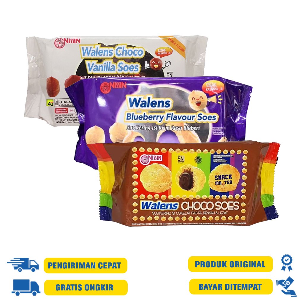 Nissin WALENS CHOCO SOES | Choco VANILLA | Blueberry 100GR | Shopee ...
