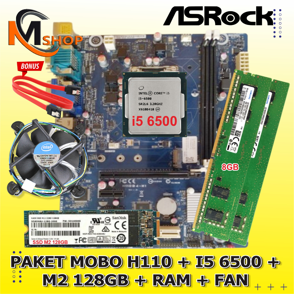 Intel H110 LGA 1151 Mainboard Mobo Motherboard Package + Core i5 6500 ...