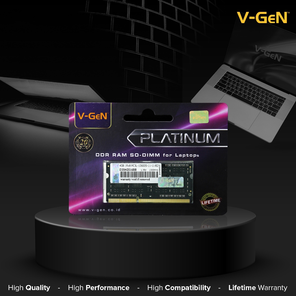 SODIMM DDR3 4GB PC 10600 / 1333 Mhz RAM Laptop/Notebook V-GeN PLATINUM - Gambar 2