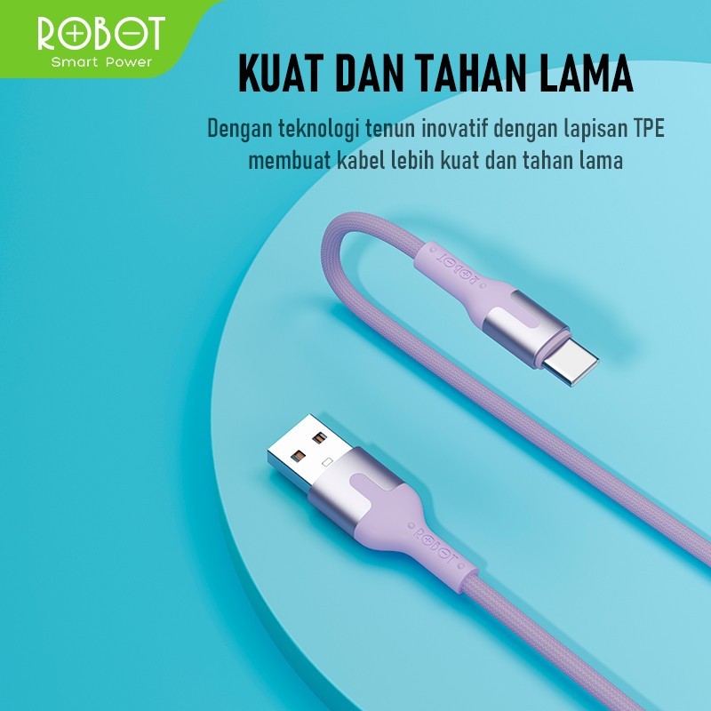 Robot Kabel Data Micro Type C Lightning USB 1M 1.2M Fast Charging Original - Gambar 4