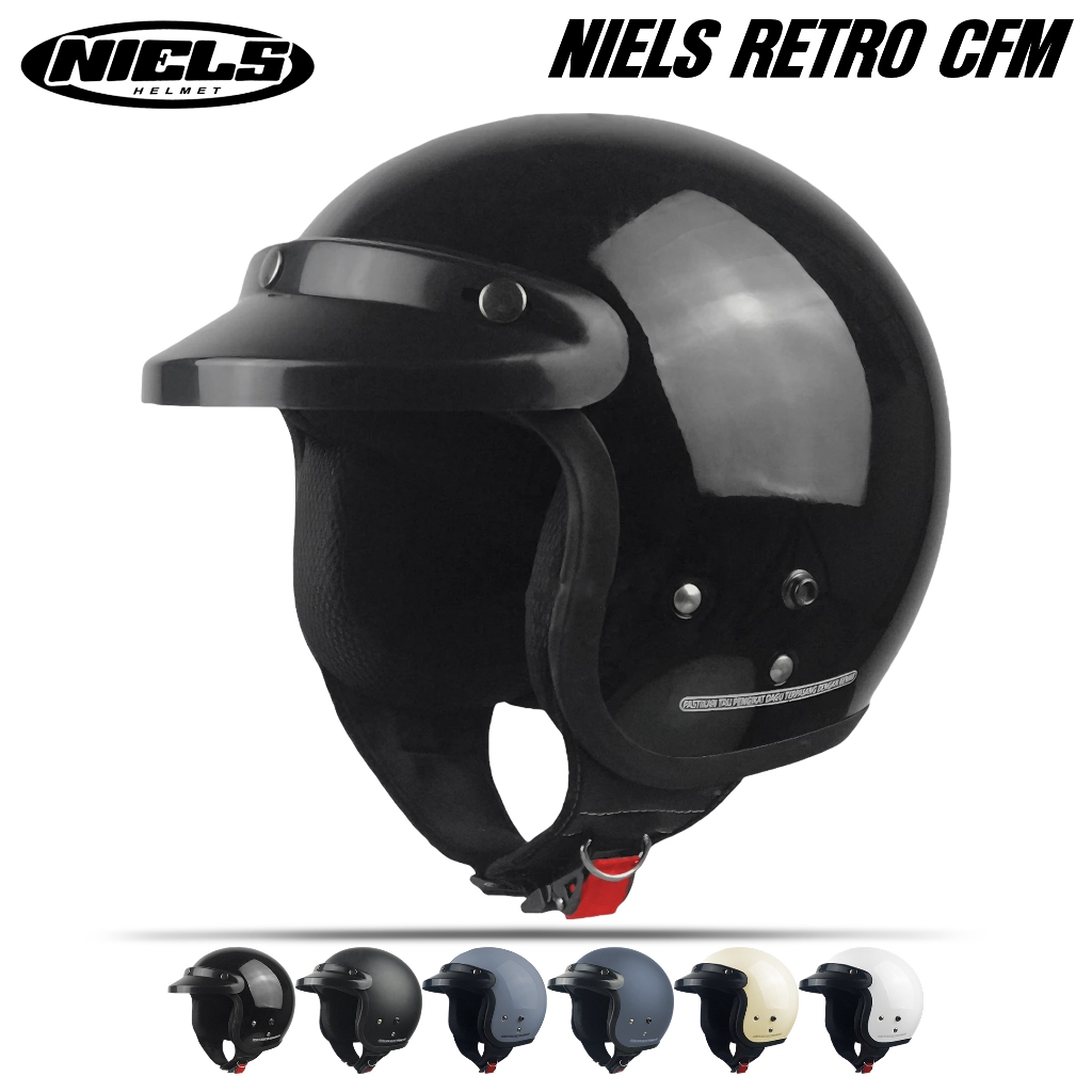 NIELS - Helm Bogo Retro Polos Dewasa Kaca Datar / Kaca Cembung SNI Motorcycle - Gambar 2