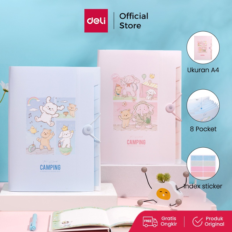 Deli Map Dokumen Harmonika / Expanding File A4 Pink Biru PM303