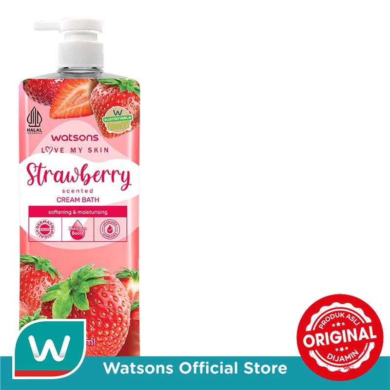 Watsons Strawberry Scented Cream Bath 1000ml - Gambar 2