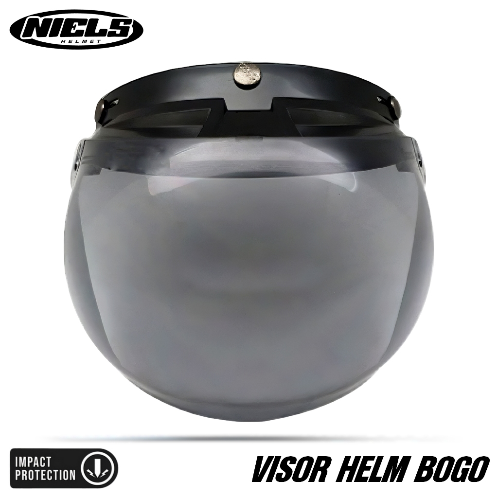 NIELS - Kaca Visor Helm Bogo Cembung Smoke / Datar Smoke Bening Silver Pelangi - Gambar 3