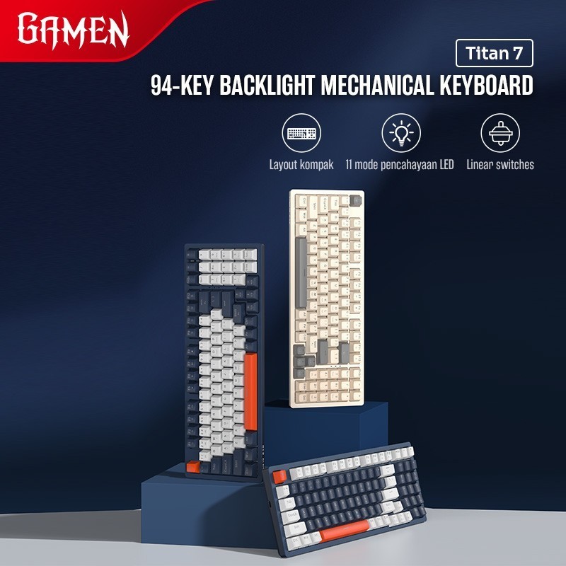 Gamen Titan 7 / VII Keyboard Gaming Mechanical Linear Switch 94 Keys RGB Light - Gambar 2