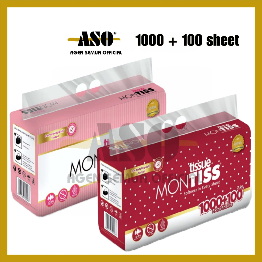 Tisu Tissue MONTISS KILOAN 1000 + 100 sheets 2ply montiss 1100 facial tisu wajah PROMO !!! - Gambar 4