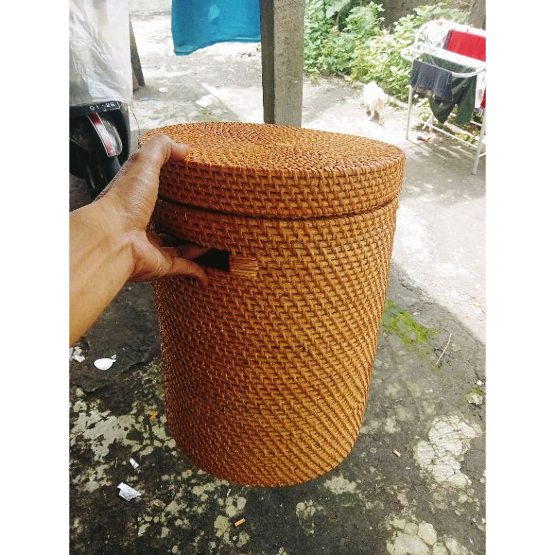 Multi-purpose rattan pull-out trash can | Shopee Singapore