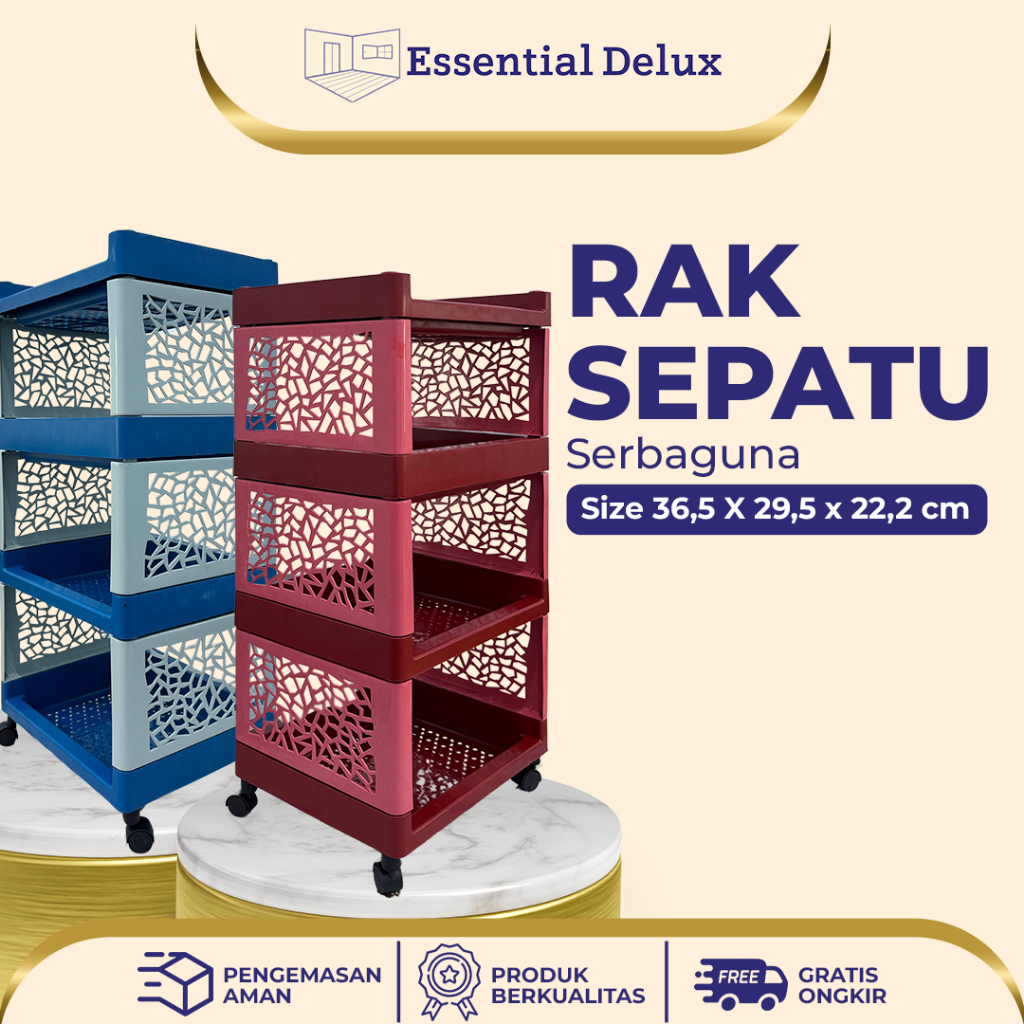 Essential Deluxe - Multipurpose 4-tier rack with wheels, storage rack ...