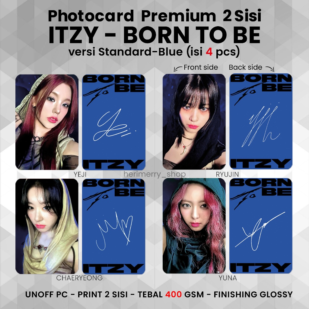 4 PCS) ITZY BORN TO Photocard Be - Premium 2-Sided PC Photocard