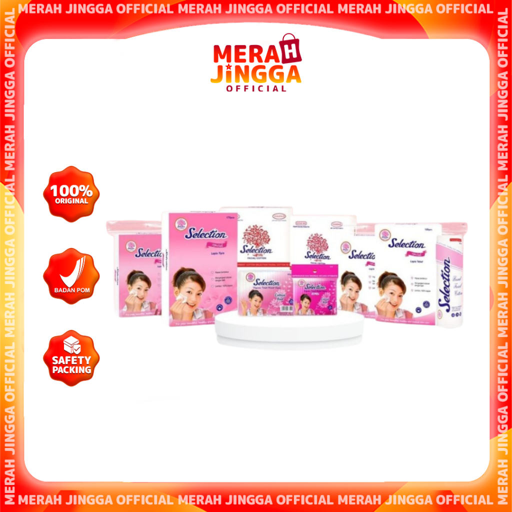 Kapas Selection Facial Cotton Round Kapas Tipis Toner Pembersih Wajah / Merah Jingga Official