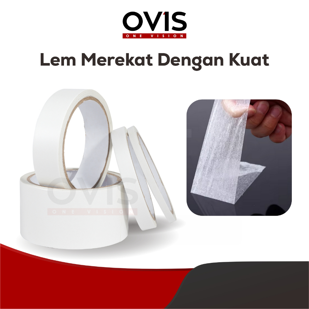 Double Tape Kertas Hotmelt Isolasi Lakban Isolasi Bolak Balik Ovis 6mm 12 mm 24 mm 48 mm 10 Yard - Gambar 4