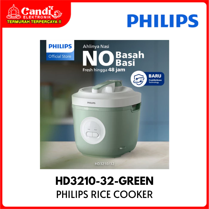 PHILIPS Rice Cooker Penanak Nasi Kapasitas 1,8 Liter Fresh Defense HD3210-32-GREEN - Gambar 2