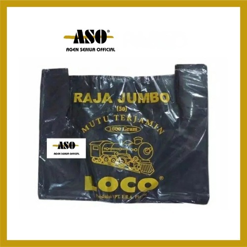 kantong plastik kresek LOCO hitam JUMBO tebal uk 50 1kg (1000gram)