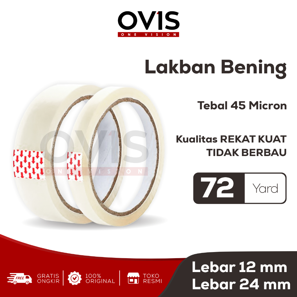 Lakban Isolasi OPP Bening 12mm 24mm 72 Yard