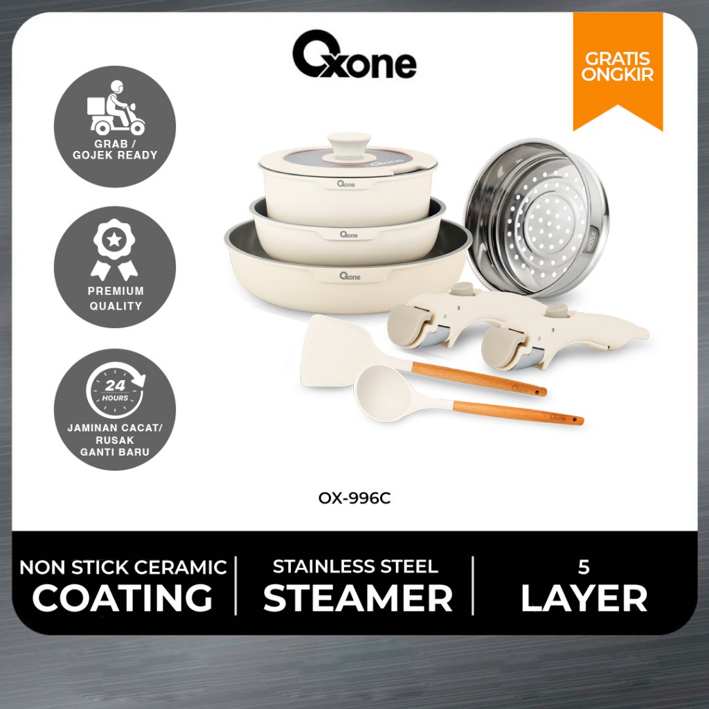 Oxone OX996 Nestlie Stackable Cookware with Detachable Handle