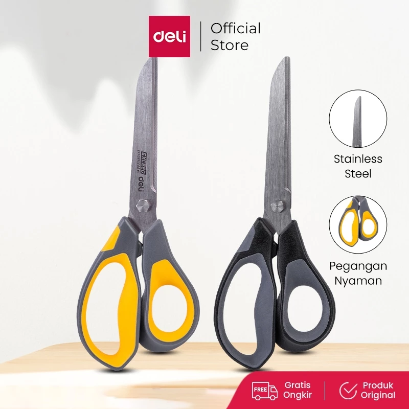 Deli Effortless Scissor / Gunting Ringan dan Mudah Digunakan Desain Ergonomis Warna Abu-abu E77762