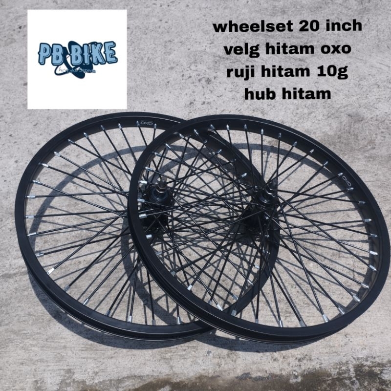 OXO uk black rim wheelset. 20 inch alloy rims front and rear bicycle ...
