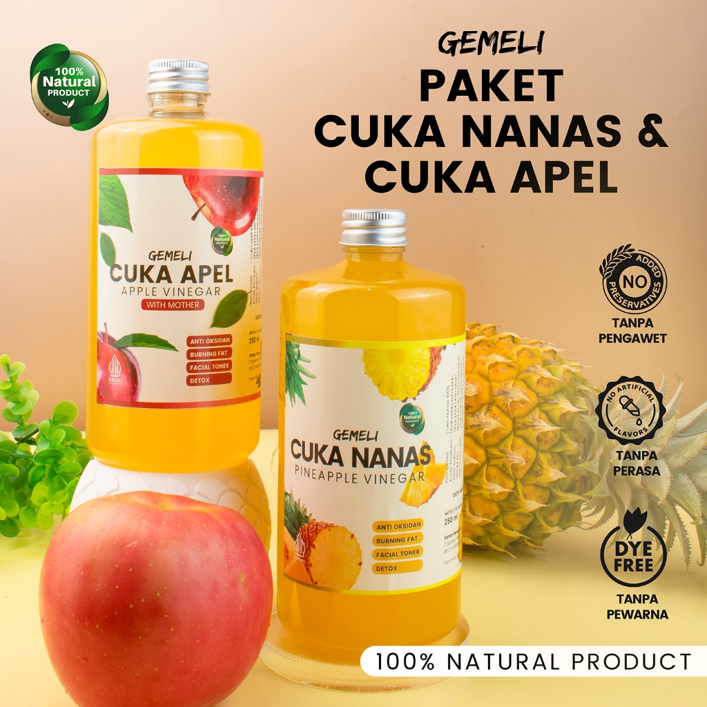 Paket Bundling Cuka Apel Original 500ml & Cuka Nanas Original 500ml