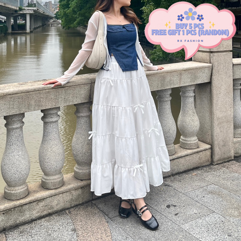 RX FASHION - PEONY SKIRT RIBBON / ALICE RIBBON MIDI SKIRT RX FASHION - PEONY SKIRT RIBBON / ALICE RIBBON MIDI SKIRT