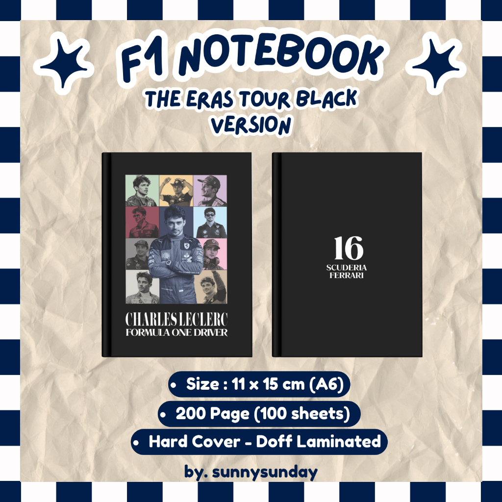A6 Notebook Formula One Merch F1 The Eras Tour Taylor Swift - Black ...