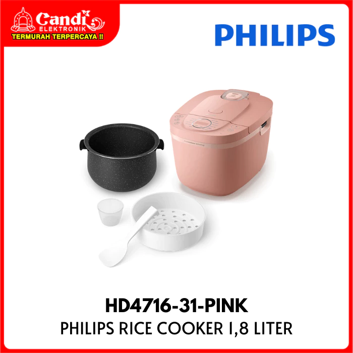 PHILIPS Rice Cooker Digital Kapasitas 1,8 Liter Penanak Nasi HD4716-31-PINK - Gambar 3