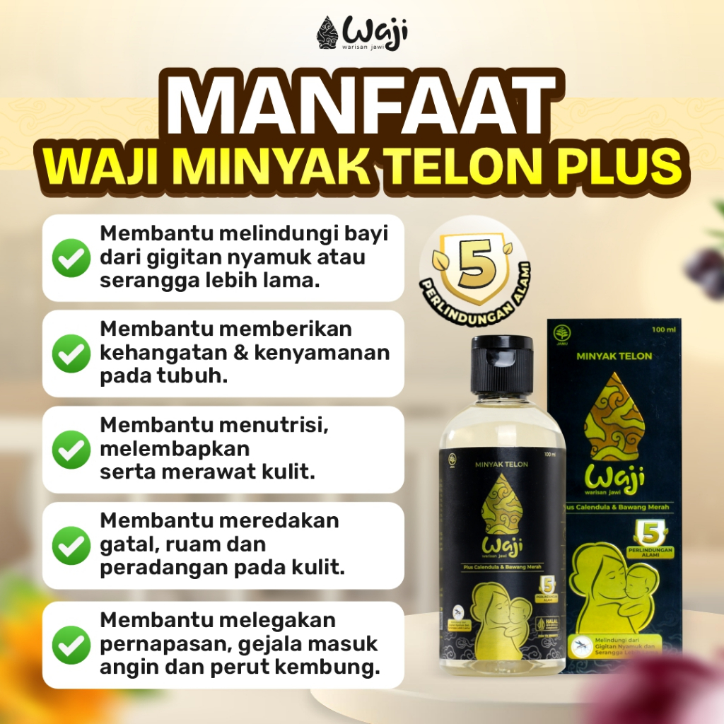 WAJI Minyak Telon Plus Bayi Anti Nyamuk Lavender Calendula Meredakan Ruam Gatal & Kembung Bayi Anti-Iritasi Herbal Alami Penghangat Tubuh Bayi - Gambar 2