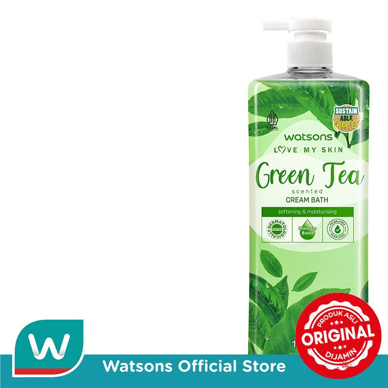 Watsons Green Tea Scented Cream Bath 1000ml - Gambar 3