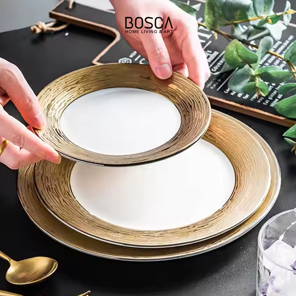 Bosca Living - Emery Gold Plate / Ceramic Dinner Plate Gold List Gold ...