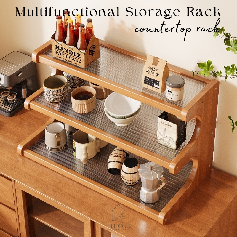 Blou Aesthetic Wooden Rack Aesthetic Kitchen rack seasoning storage ...