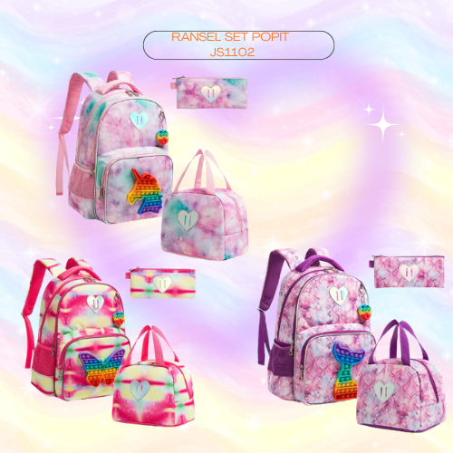 POPIT Student Backpack 3-piece set 17 inch/teenage Backpack set JS1102 ...