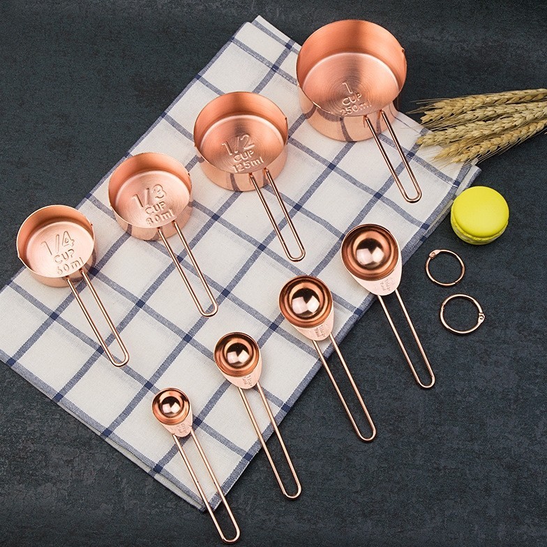 Measuring cup spoon rose gold set / 304 stainless steel measuring spoon ...