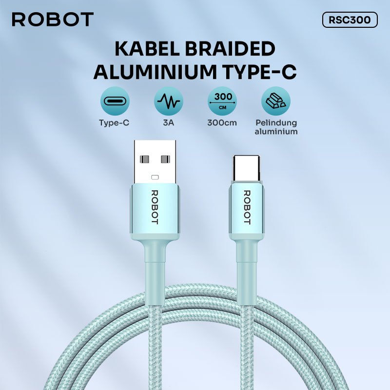 Robot Kabel Data 3A 300cm Micro USB Type C - Gambar 2