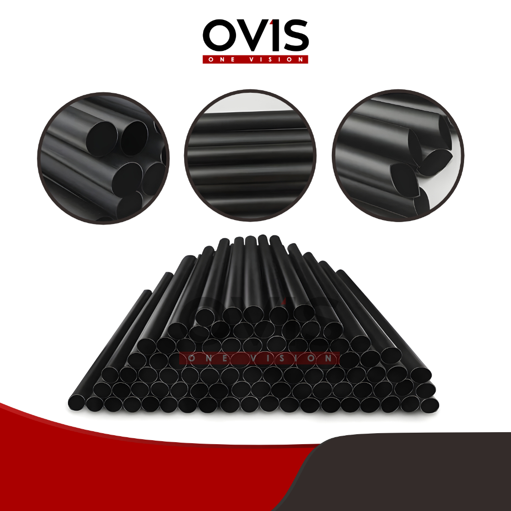 Sedotan Plastik Steril Lancip Hitam Bening Straw Kopi 6 mm x 20 cm 12 mm x 21 cm - Gambar 2