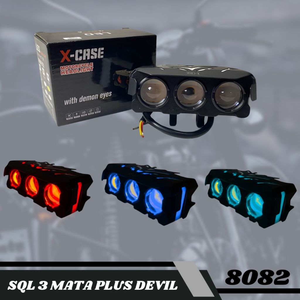 MATA 3-EYE LED FOGLAMP SPOTLIGHT PLUS DEVIL UNIVERSAL MOTORCYCLE ...