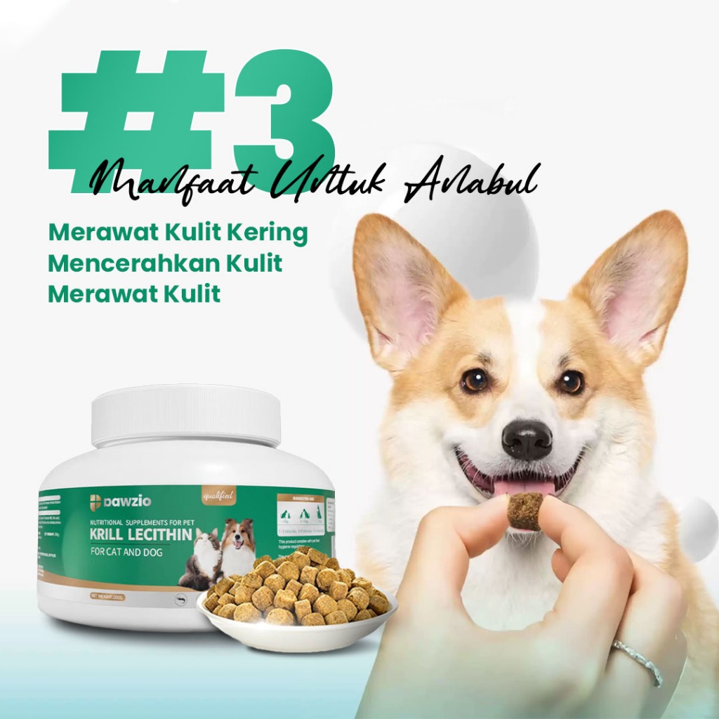 Pawzio Nutritional Supplements for Pets - Krill, Shark Chondroitin, Multivitamin dengan Bahan Lecithin untuk Kesehatan Kulit, Bulu, dan Metabolisme Kucing & Anjing, 200g - Gambar 3