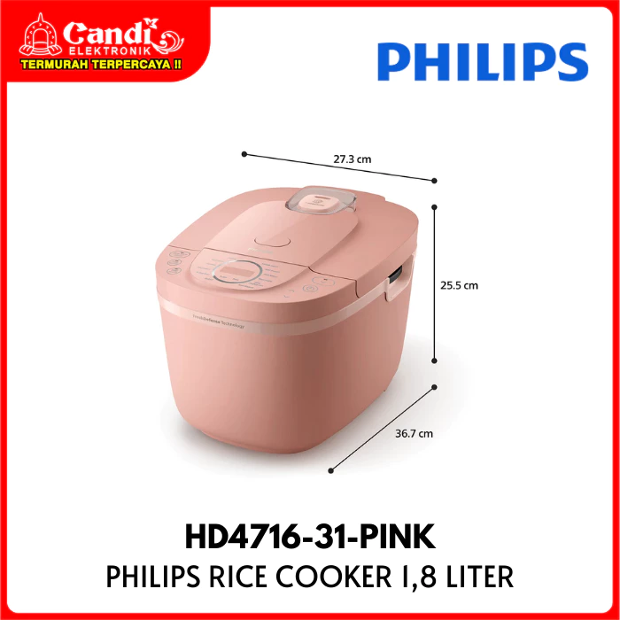 PHILIPS Rice Cooker Digital Kapasitas 1,8 Liter Penanak Nasi HD4716-31-PINK - Gambar 4