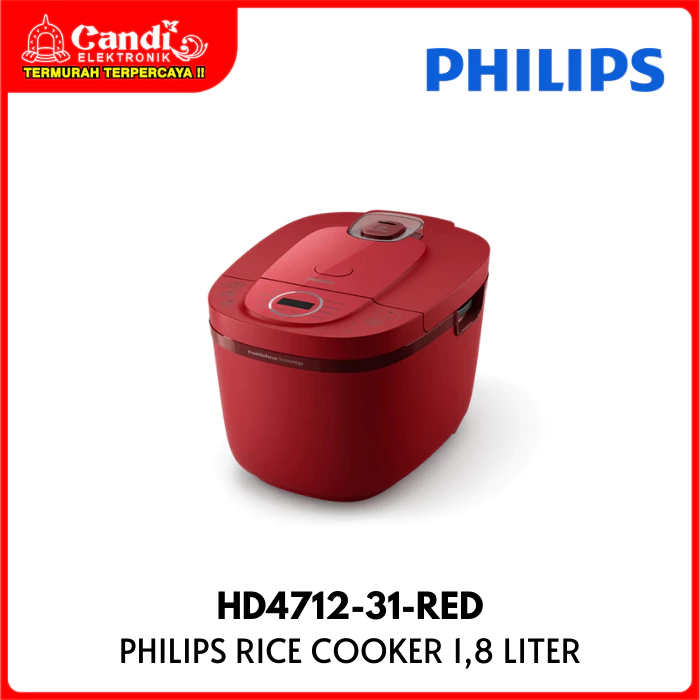 PHILIPS Rice Cooker Digital 1,8 Liter Penanak Nasi HD4712-31-RED